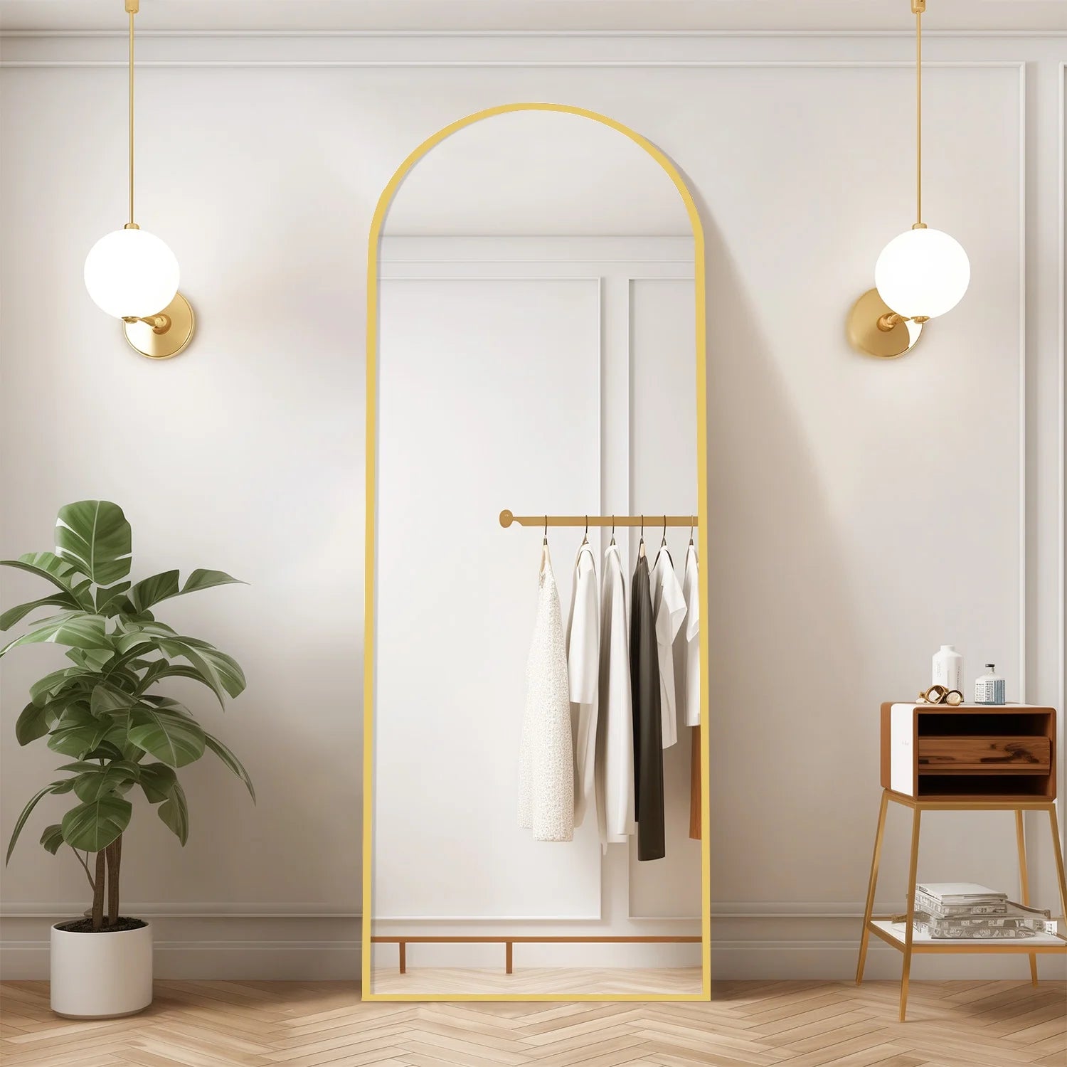 64"x21" Arched Full Body Length Standing Mirror - Full Body Floor Mirror  - Hanging/Leaning/Standing