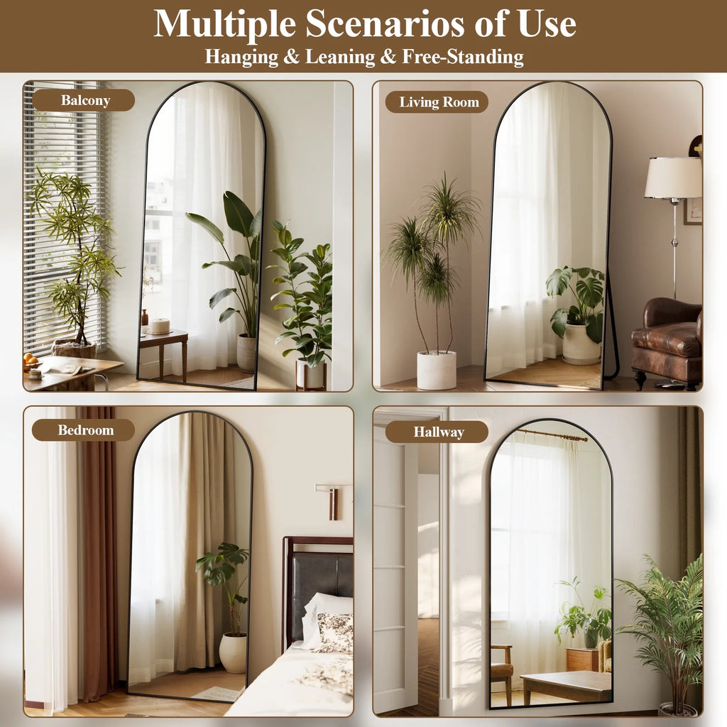 71"x26" Arched Full Length Floor Mirror Full Body Standing | Hanging | Leaning