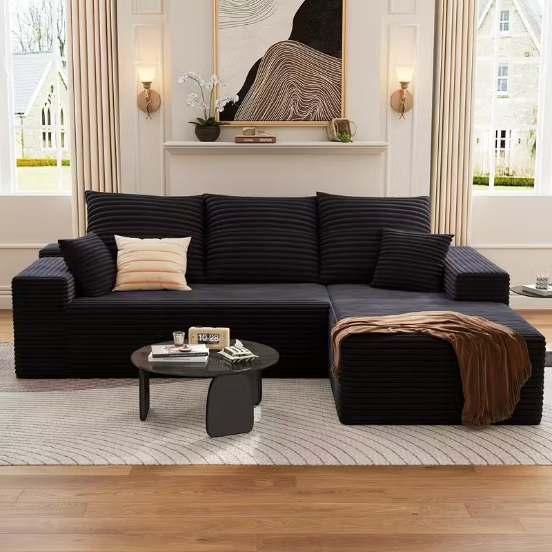L Shaped Modular Cloud Sofa - Black Couch