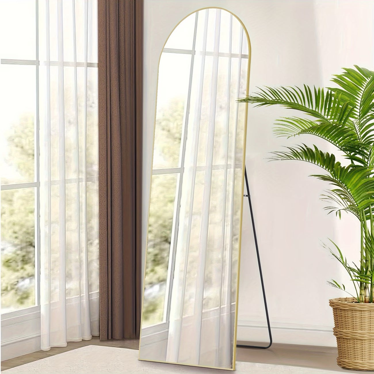 NEW GOLD Mirror - 59"x16" Gold Arched Full Body Length with Stand - Mirror