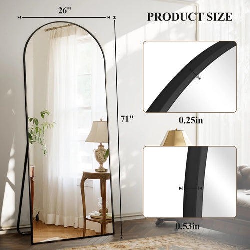 71"x26" Arched Full Length Floor Mirror Full Body Standing | Hanging | Leaning